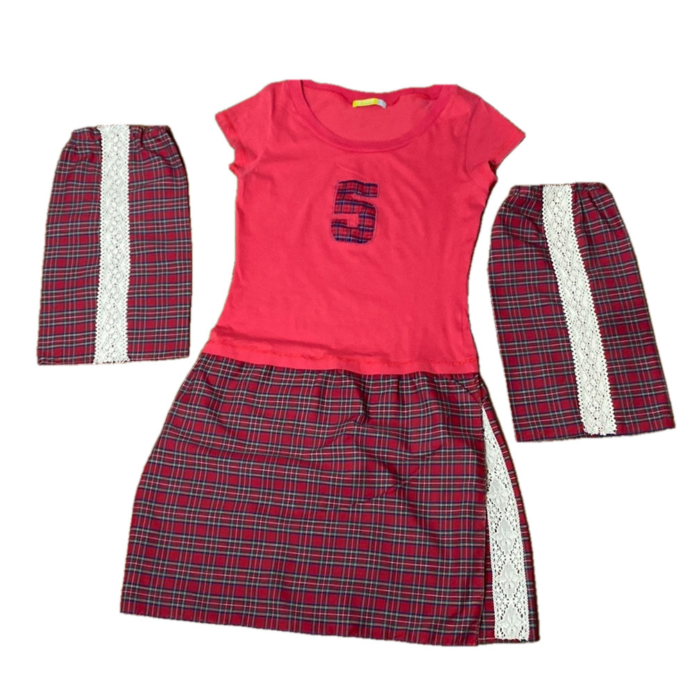 🌷 Unique Handmade By Me 🌷 Plaid Dress Set W/ Matching Legwarmers